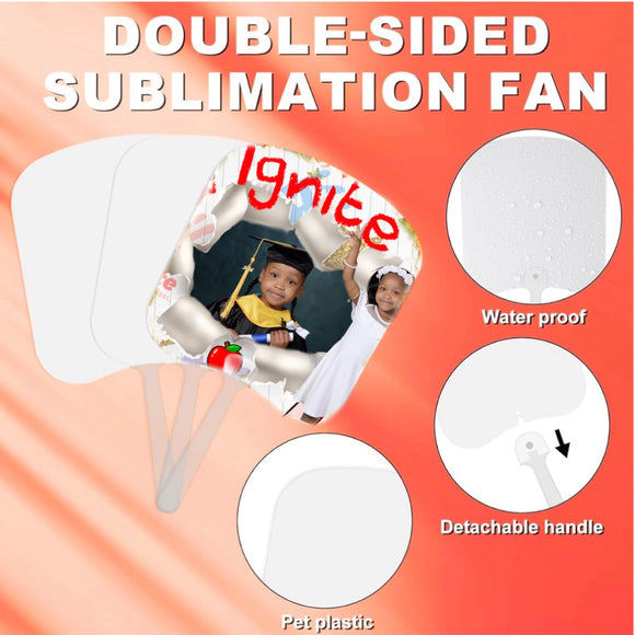 Sublimation double sided pvc hand fan (plastic)