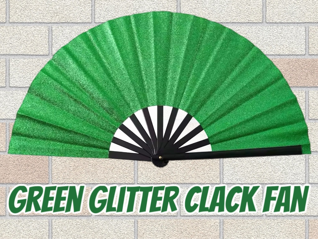 Large glitter clack fan (glitter may shed over time) can sublimate except black!! We Sub’N