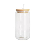 16 oz Sublimation libby soda  glass jar w/ bamboo lid