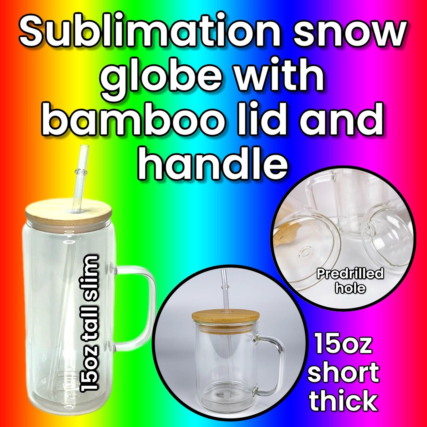 CLEAR Sublimation SNOW GLOBE DUAL WALL W/HANDLE We Sub’N