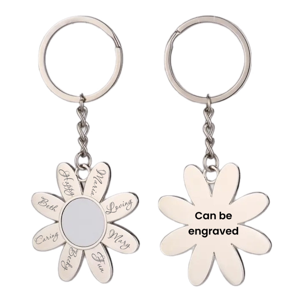 Sublimation blank sunflower keychain metal can be engraved also We Sub’N
