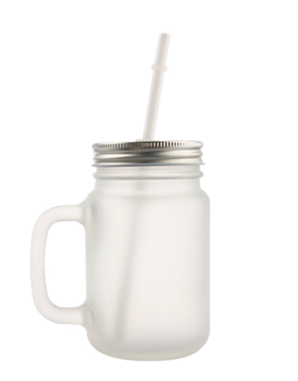 12 oz. Sublimation Frosted Mason Jar with Lid & Straw