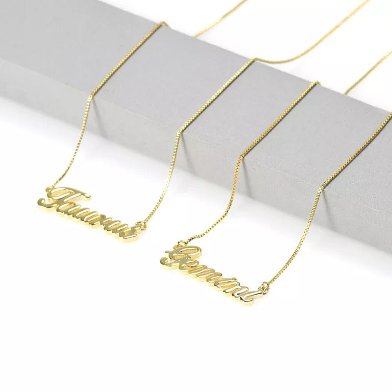 Cursive Zodiac fashion necklace with box style chain We Sub’N