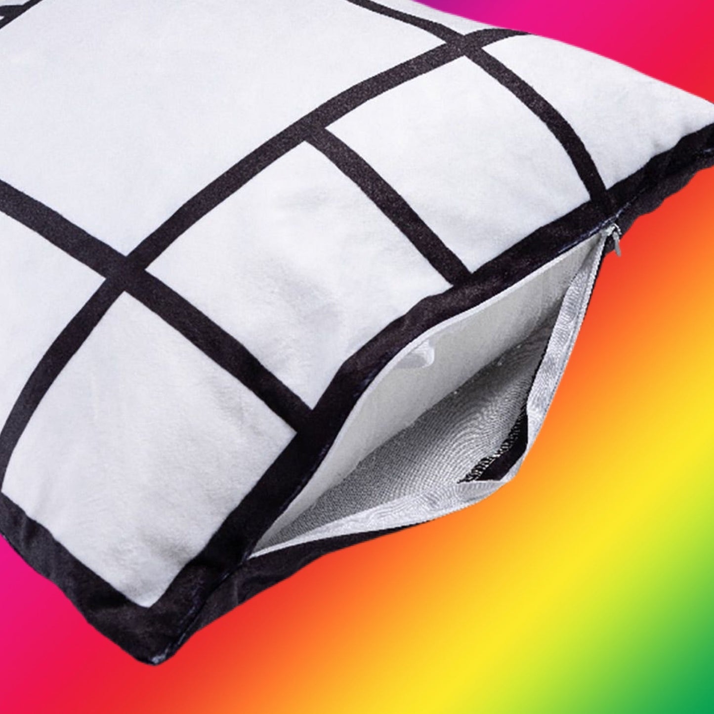 Sublimation 13 panel soft plush pillow case(black back) We Sub’N