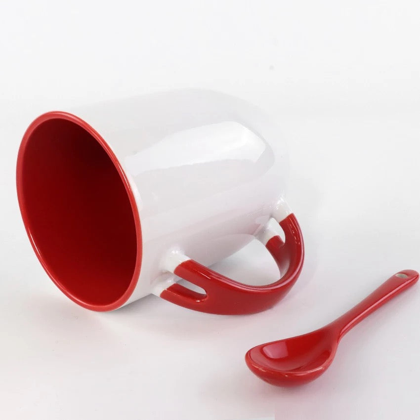 Sublimation 12 oz ceramic color contrast coffee mug with spoon – We Sub'N