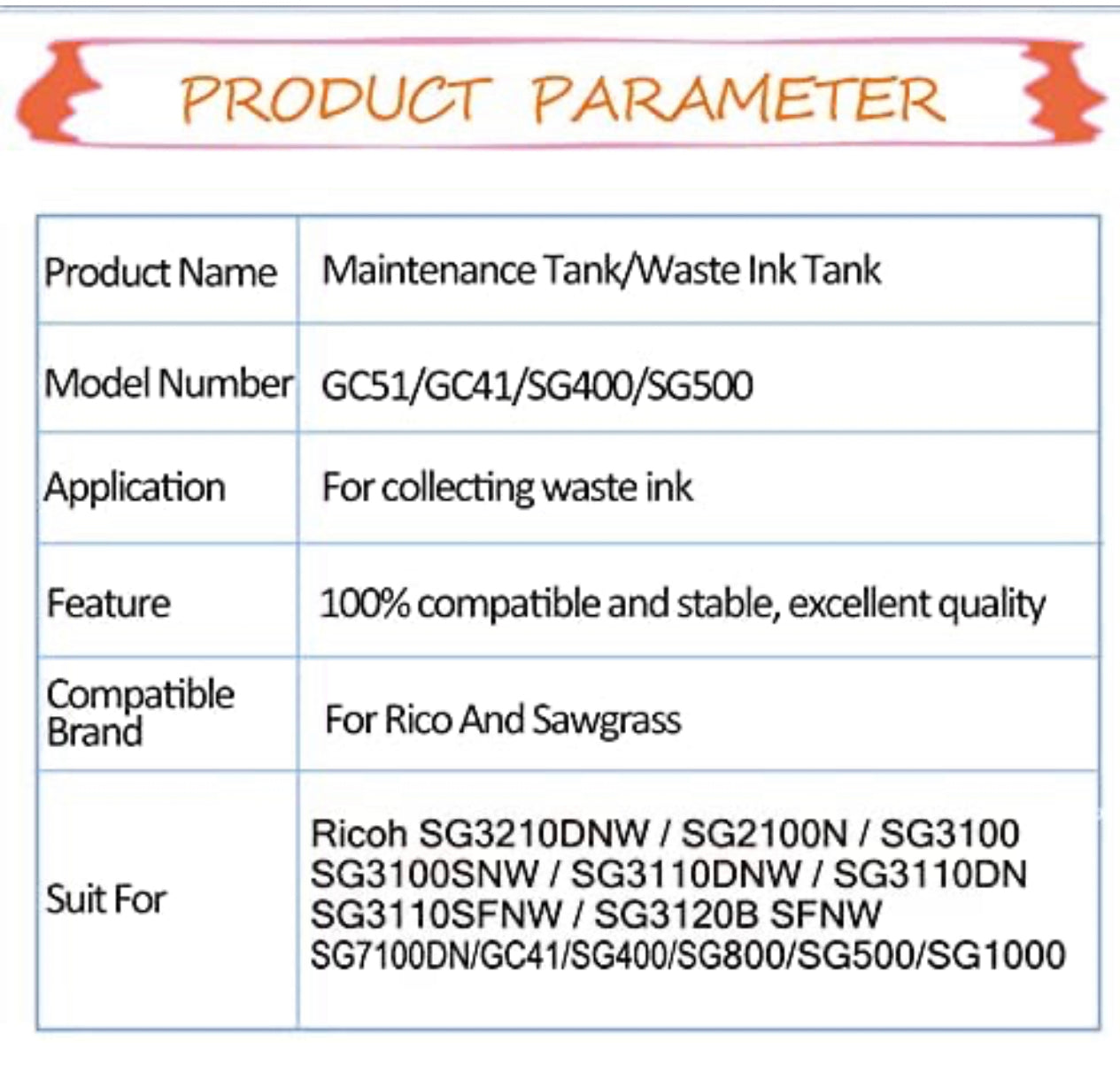 Maintenance Box Compatible for Sawgrass Virtuoso SG400 SG800 SG500 SG1000 and Ricoh GC41 Printer Collection Waste Ink We Sub’N
