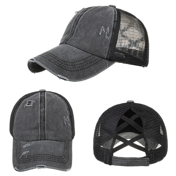 Distressed Ponytail baseball cap (WITH FREE PATCH) We Sub’N