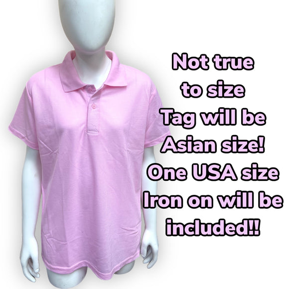 PINK Sublimation polo shirt (collar shirt) NOT TRUE TO SIZE
