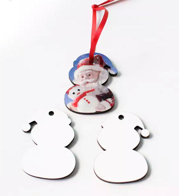 Double Sided SNOW MAN MDF Christmas Ornaments for Sublimation