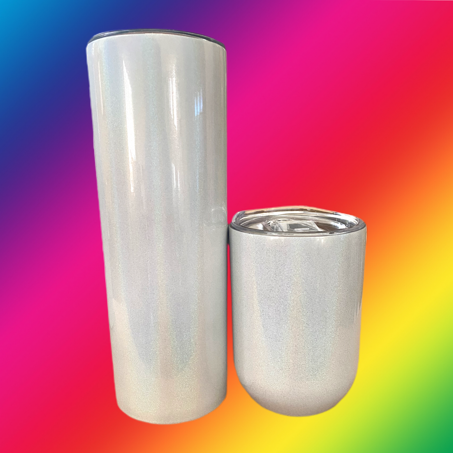 Case of (25) Sublimation Spill proof Holographic Wine Tumbler We Sub’N