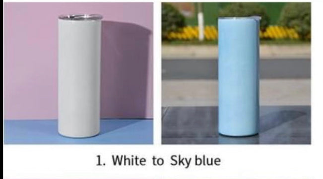 Purple 20oz Skinny Sublimation GLOW+ Uv color changing STRAIGHT Tumbler We Sub’N