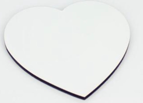 Sublimation 4" x 3.85" Gloss White Heart Hardboard Coaster w/o Cork Back We Sub’N