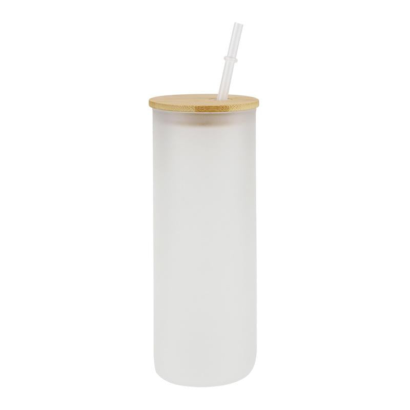 25 oz Sublimation FROSTED beer glass with BAMBOO lid – We Sub'N
