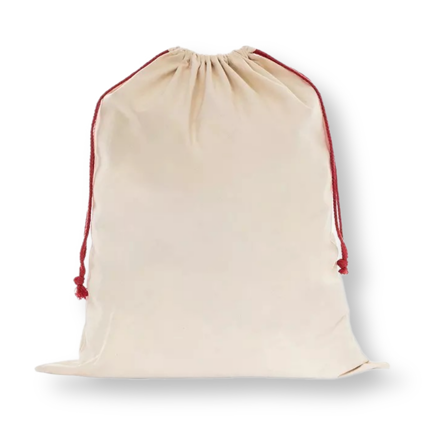 Sublimation LARGE (red string)faux Burlap/Canvas Santa Sack (BLANK) We Sub’N