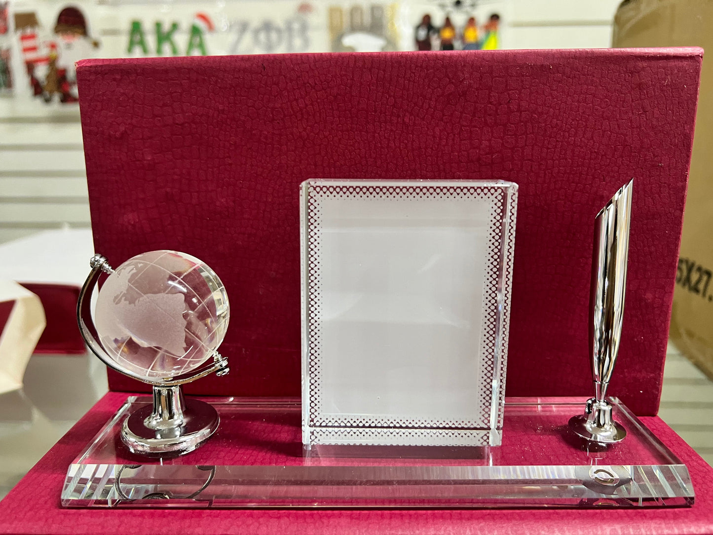 Sublimation crystal globe with frame and pen holder We Sub’N