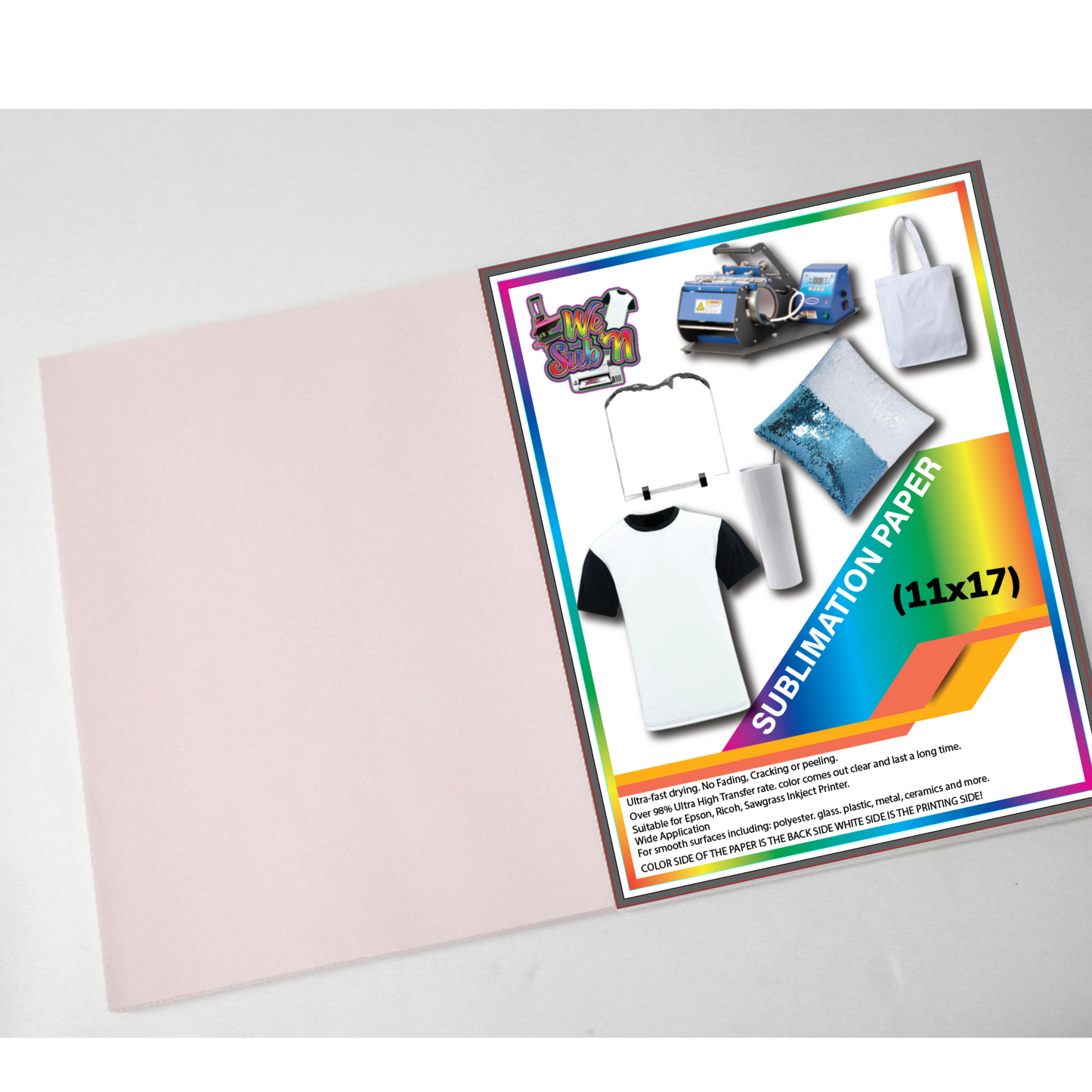 Dye Sublimation Paper for Desktops (pink is back side) We Sub’N