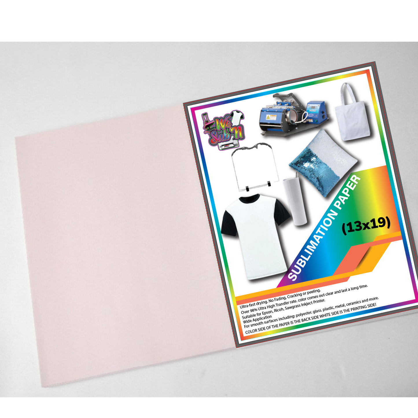 Dye Sublimation Paper for Desktops (pink is back side) We Sub’N