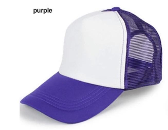 Sublimation Hat Youth/ Adult Baseball Cap Trucker Mesh Cap Purple