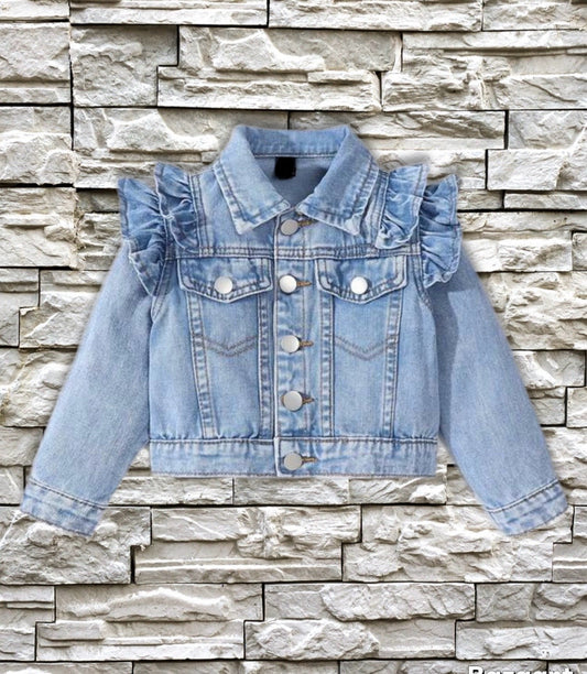 Toddler long sleeve ruffle denim jacket We Sub’N