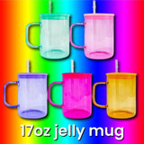 17 oz jelly Sublimation glass mug with  lid