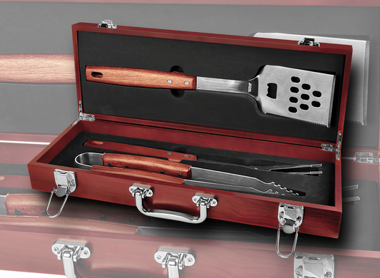 Laser engraveable 3-Piece Rosewood BBQ Set We Sub’N