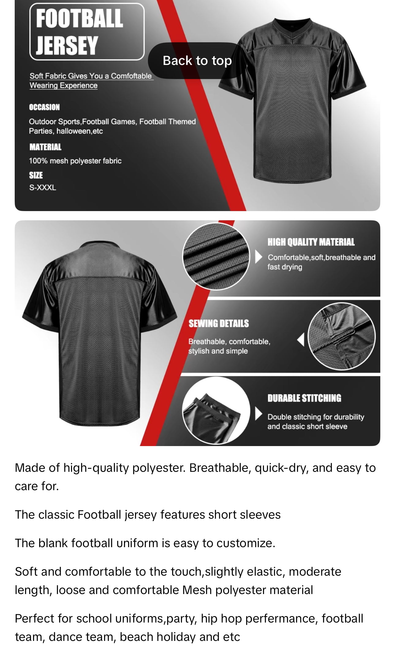 Sublimation blank football jersey (black can not sublimated) We Sub’N