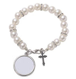 Sublimation Faux Pearl Rosary Bracelet (1 Blank) multiple variants