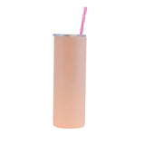 20 oz Matte  Skinny Sublimation Tumbler with colored straw
