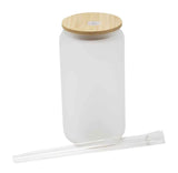 COLORFUL ombré Sublimation frosted soda  glass jar w/ bamboo lid