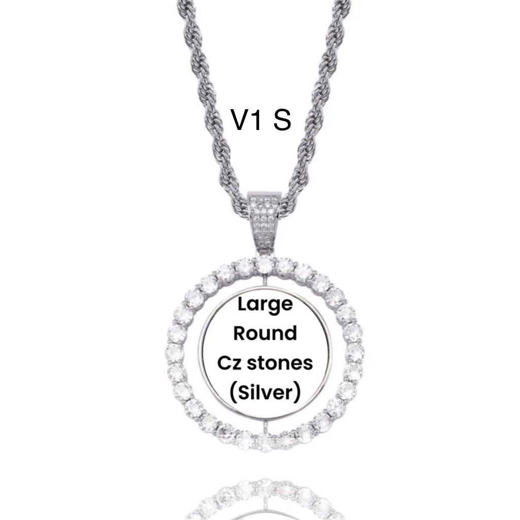 Necklace Round Center with Diamond Accent Sublimation Blank Silver