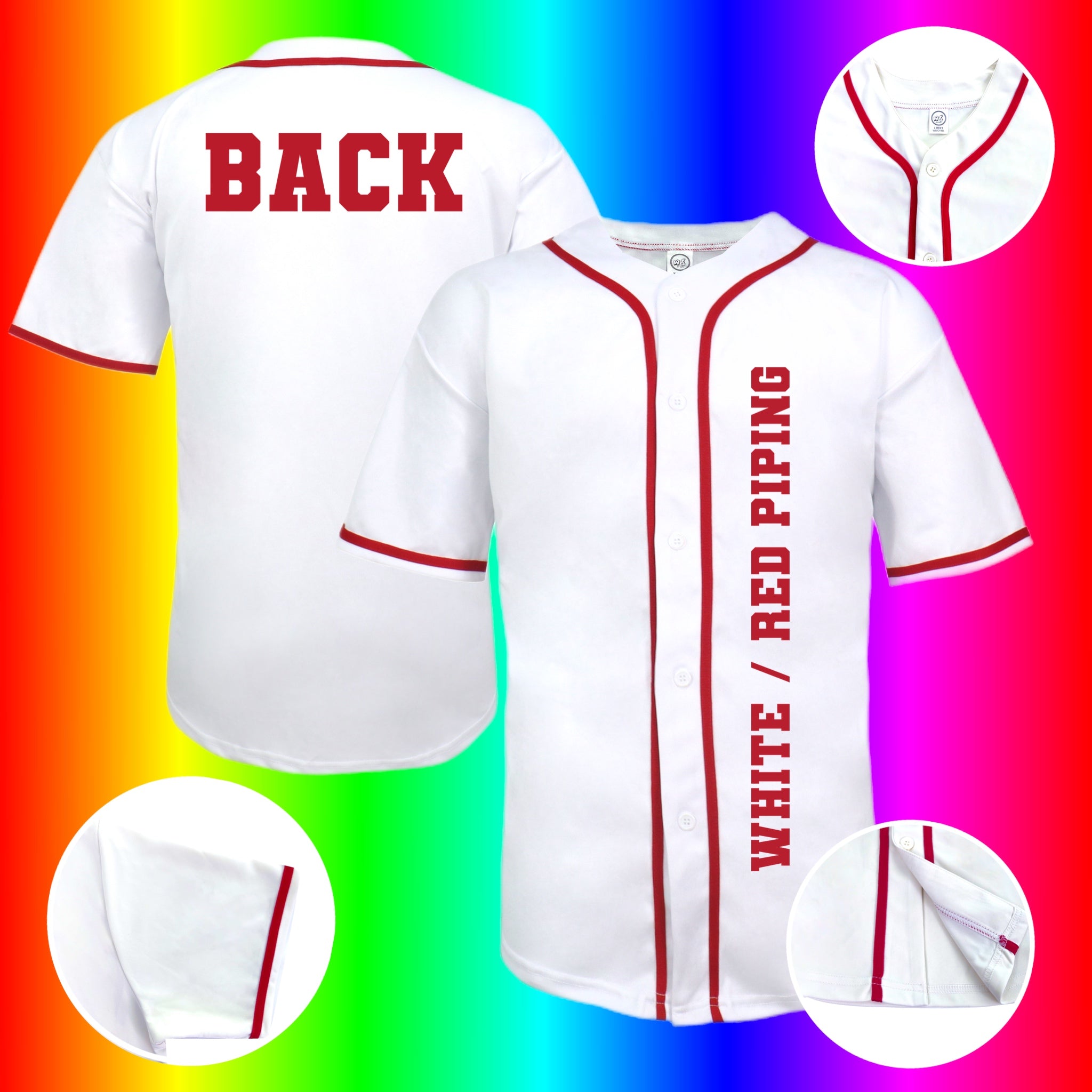Unisex We Sub’N ️ Interlock Baseball Jersey Blank White / Red Piping / XL