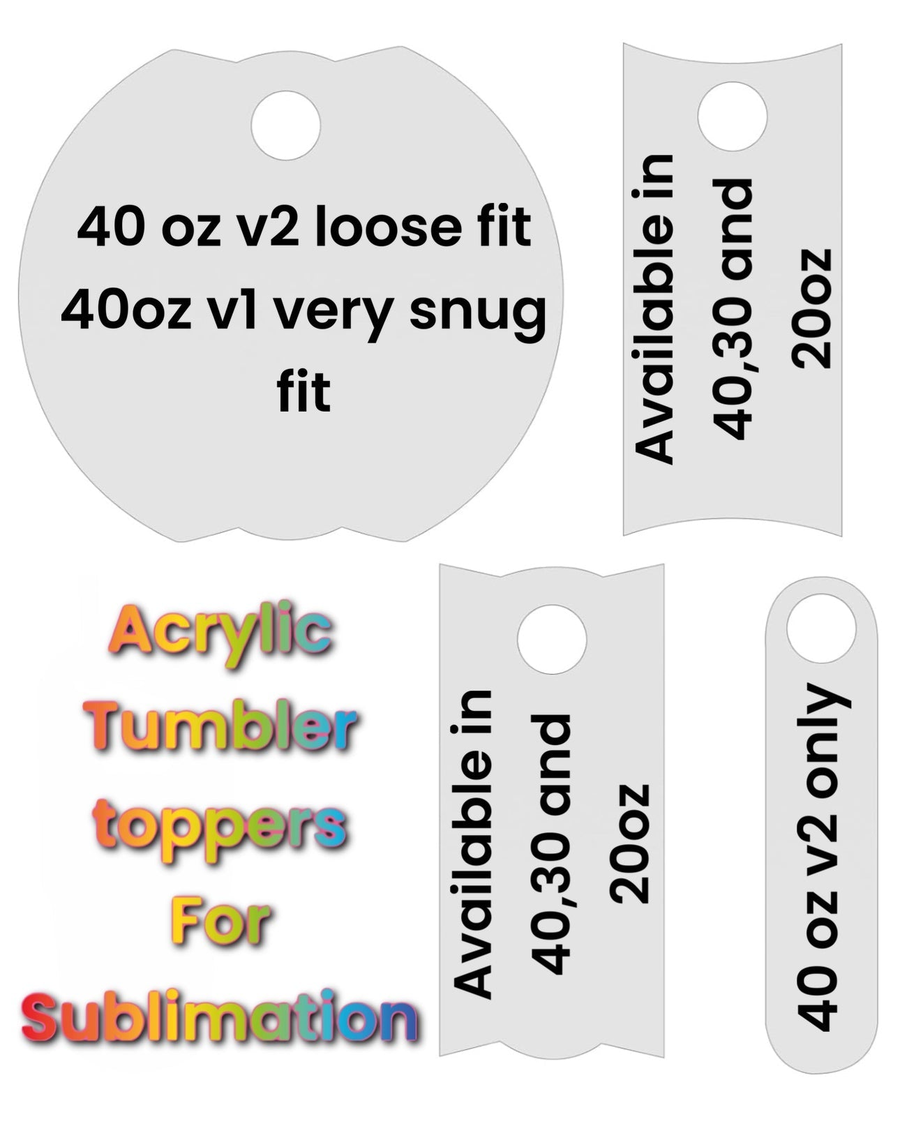 Sublimation 40oz and 30/20oz acrylic tumbler topper name tag blank We Sub’N
