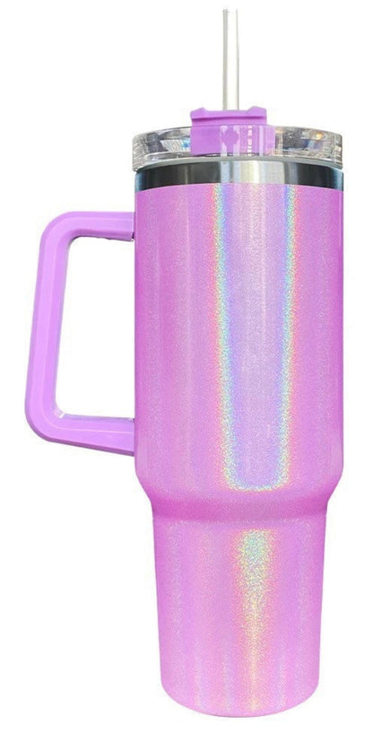 Sublimation 40 oz glitter/ holographic /shimmer Tumbler with Handle multiple variants We Sub’N