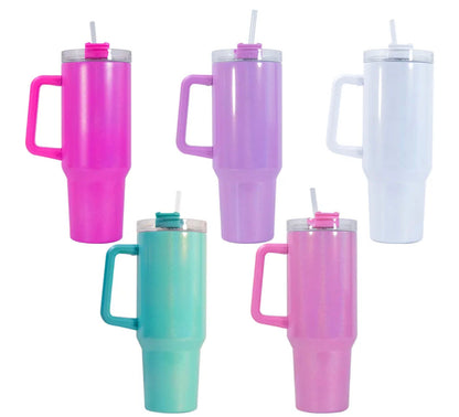 Sublimation 40 oz glitter/ holographic /shimmer Tumbler with Handle multiple variants We Sub’N