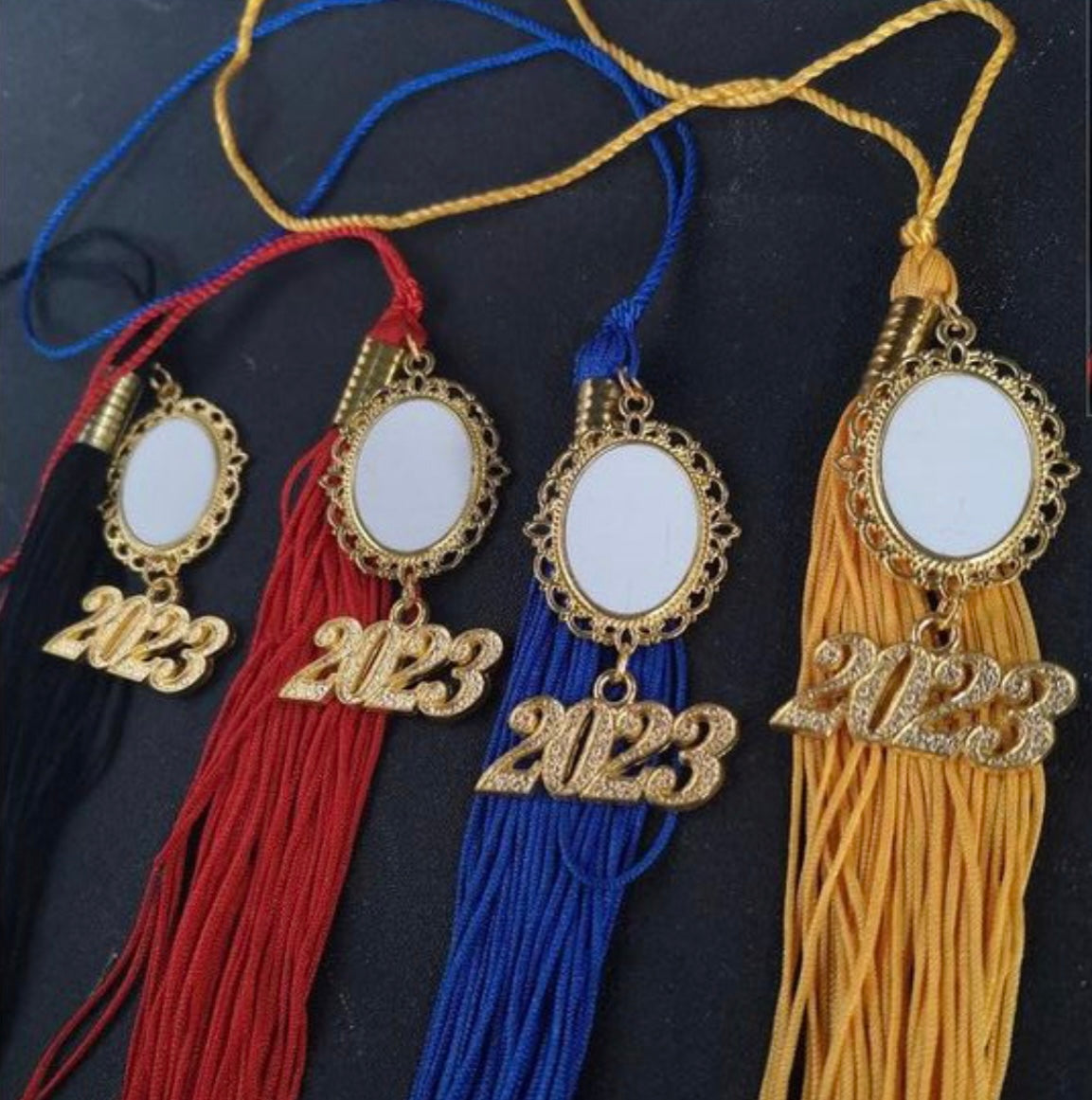 Double sided Sublimation Graduation cap charm with tassel