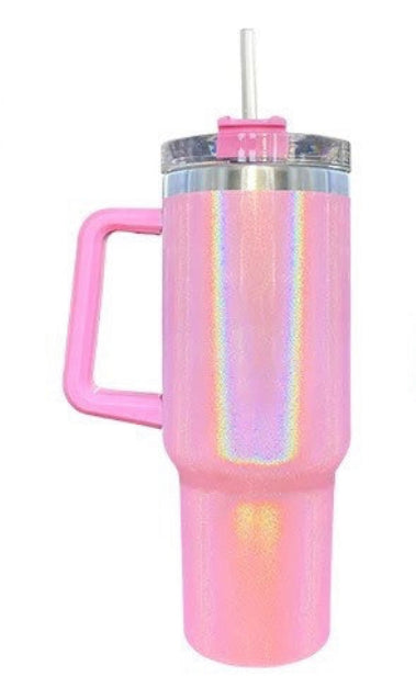 Sublimation 40 oz glitter/ holographic /shimmer Tumbler with Handle multiple variants We Sub’N