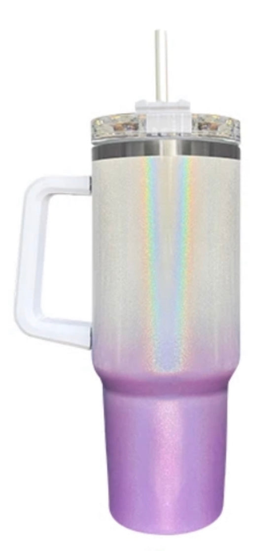 US shipping wholesale 40oz Stanley Ombre Glitter Gradient Tumbler Shimmer  Mug 20pack Stainless Steel Insulated with Handle and Lid with Optional Straw