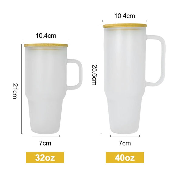 Sublimation bamboo lid glass Tumbler with Handle – We Sub'N