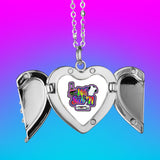 Sublimation Angel peek a boo Wings Heart Necklace locket