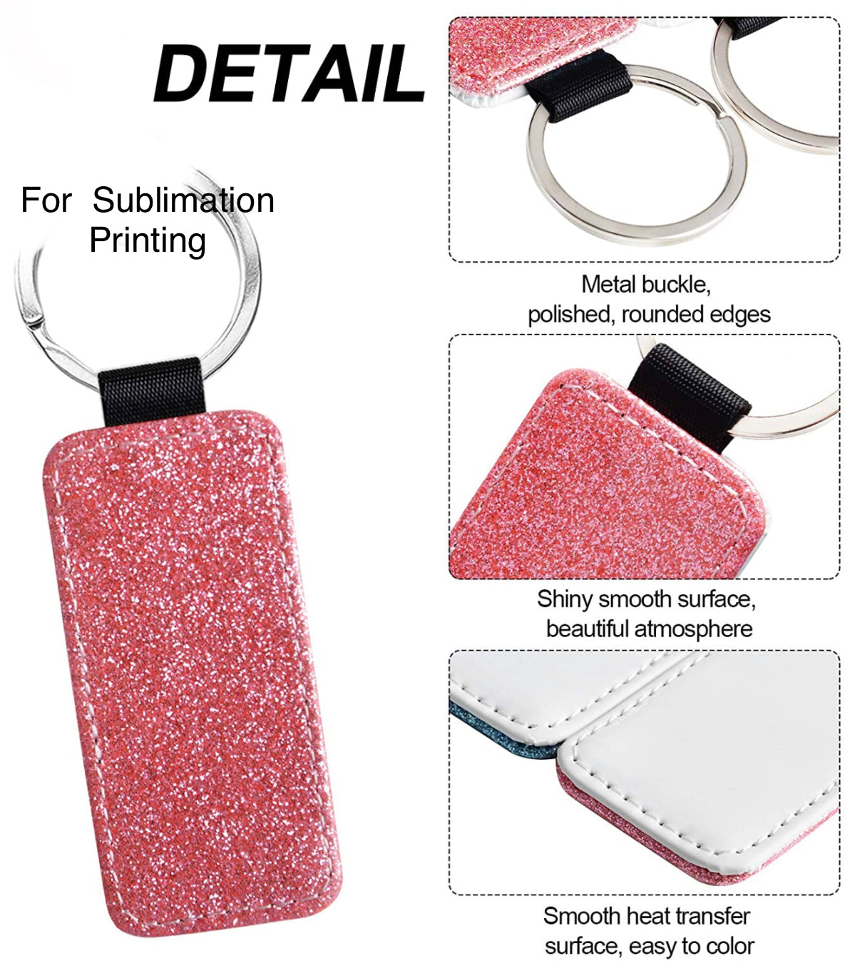 We Sub’N Sublimation Glitter Keychain (Blank) Light Pink Glitter / One (1) / Rectangular