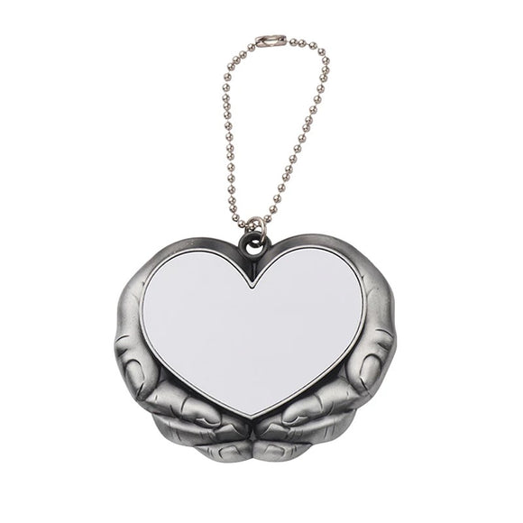 Sublimation hands around heart metal ornament