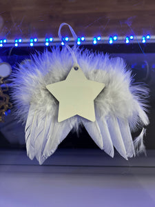 Star Angel wing  MDF Christmas Ornaments for Sublimation