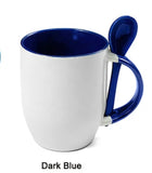Sublimation 12 oz ceramic color contrast coffee mug with spoon