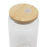 16 oz Sublimation frosted soda  glass jar w/ bamboo lid