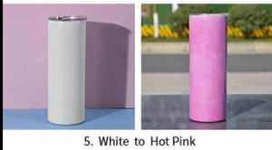 HOT PINK 20oz Skinny Sublimation GLOW+ Uv color changing STRAIGHT Tumbler