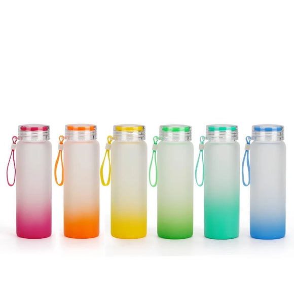 Sublimation ombré frosted glass water bottle (500ml) – We Sub'N