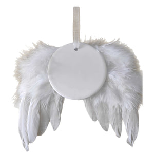 Sublimation 3” round ceramic Angel wing Christmas ornament