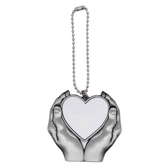 Sublimation heart in 2 hands metal ornament