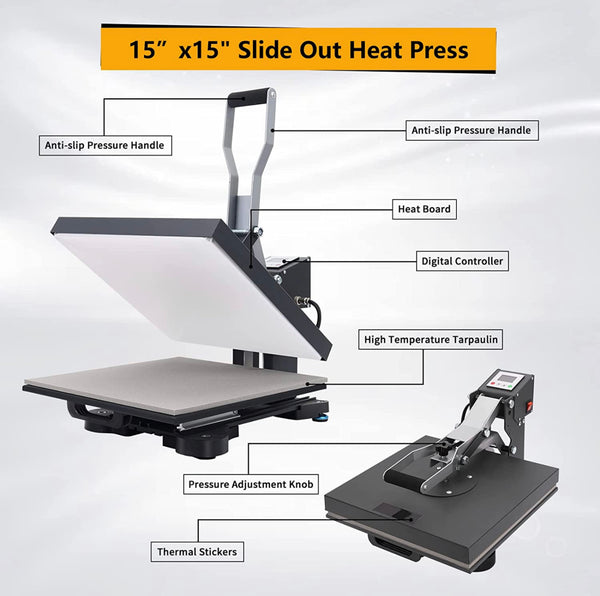 15 x 15 Heat Press Machine, Industrial Quality Digital Sublimation M – We  Sub'N