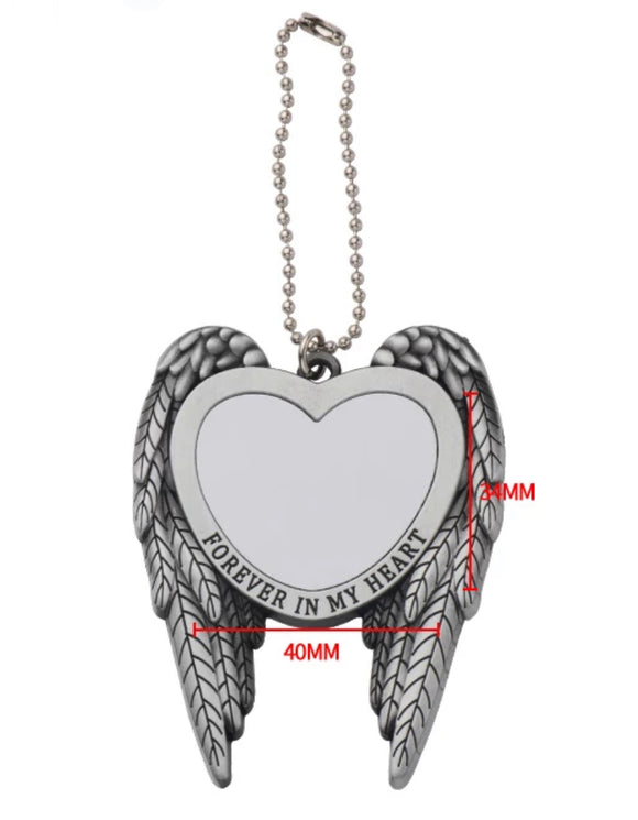 Sublimation metal heart wing ornament